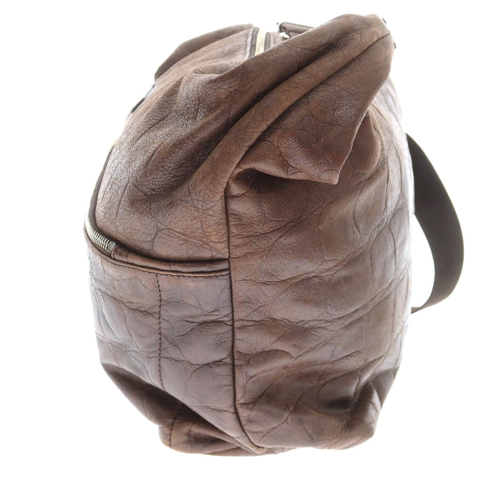 【中古】ダニエルアンドボブ Daniel & Bob ジャスミン クロコダイル型押しレザー ショルダーバッグ ブラウン【 状態ランクC 】【 メンズ 】