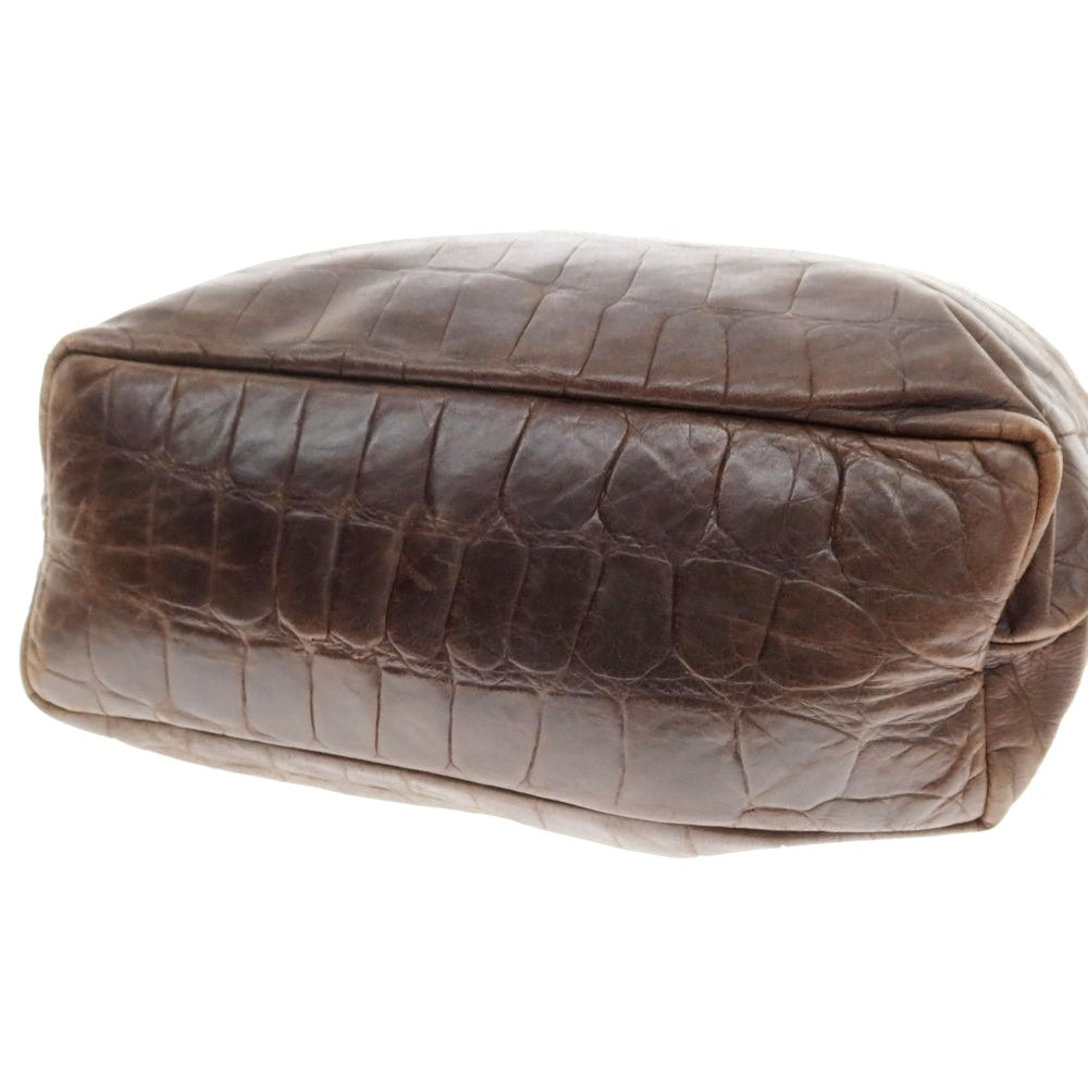 【中古】ダニエルアンドボブ Daniel & Bob ジャスミン クロコダイル型押しレザー ショルダーバッグ ブラウン【 状態ランクC 】【 メンズ 】