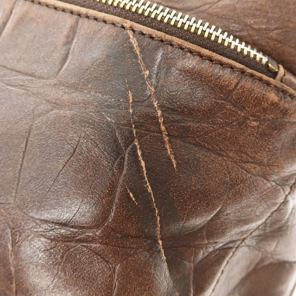 【中古】ダニエルアンドボブ Daniel & Bob ジャスミン クロコダイル型押しレザー ショルダーバッグ ブラウン【 状態ランクC 】【 メンズ 】