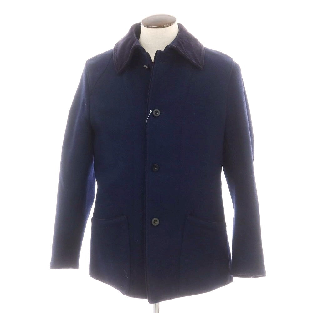 【中古】バセットウォーカー BASSETT WALKER × JOHNSTONS ウール ステンカラーコート ネイビー【 50 】【 状態ランクC 】【 メンズ 】