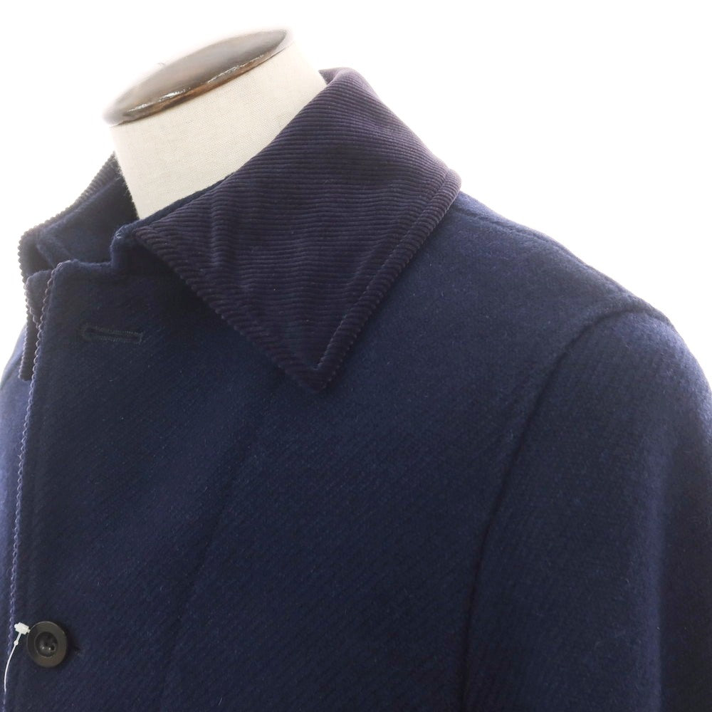 【中古】バセットウォーカー BASSETT WALKER × JOHNSTONS ウール ステンカラーコート ネイビー【 50 】【 状態ランクC 】【 メンズ 】