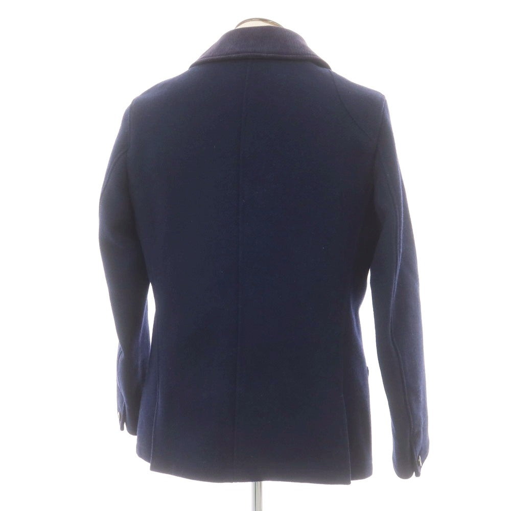 【中古】バセットウォーカー BASSETT WALKER × JOHNSTONS ウール ステンカラーコート ネイビー【 50 】【 状態ランクC 】【 メンズ 】