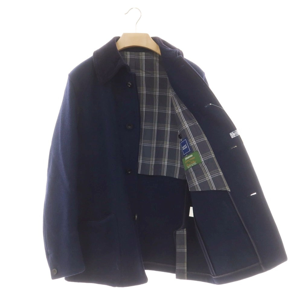 【中古】バセットウォーカー BASSETT WALKER × JOHNSTONS ウール ステンカラーコート ネイビー【 50 】【 状態ランクC 】【 メンズ 】