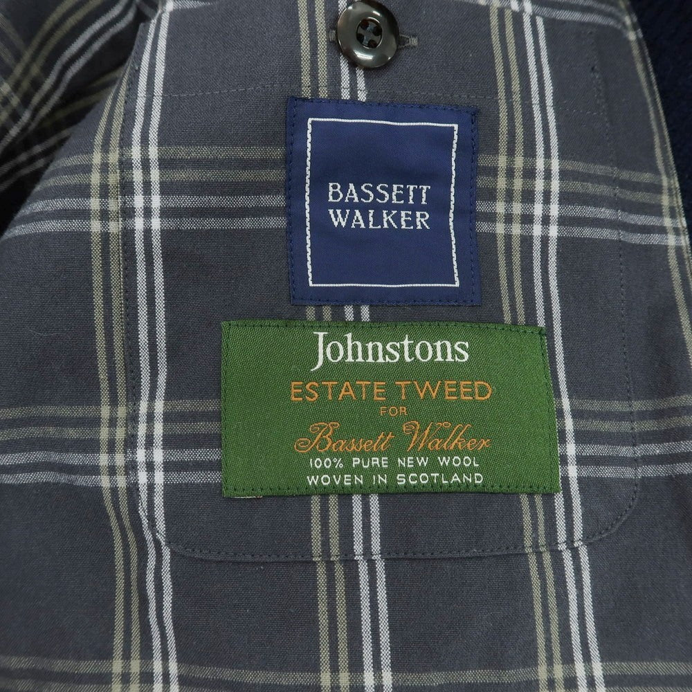 【中古】バセットウォーカー BASSETT WALKER × JOHNSTONS ウール ステンカラーコート ネイビー【 50 】【 状態ランクC 】【 メンズ 】