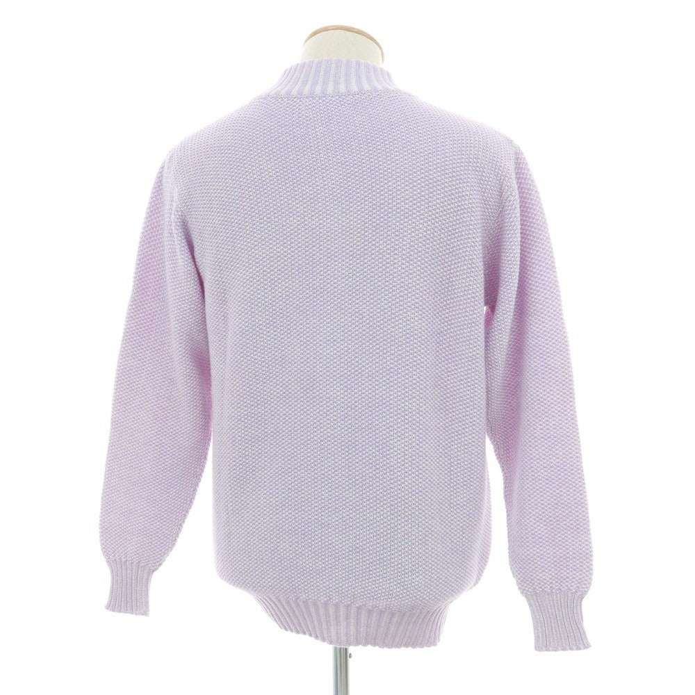 【中古】ホウウィック HAWICK カシミヤコットン ニット ダブルジップ カーディガン ラベンダーxホワイト【 40 】【 状態ランクB 】【 メンズ 】