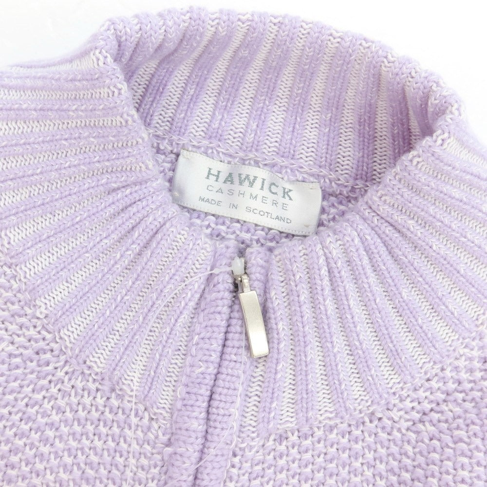 【中古】ホウウィック HAWICK カシミヤコットン ニット ダブルジップ カーディガン ラベンダーxホワイト【 40 】【 状態ランクB 】【 メンズ 】