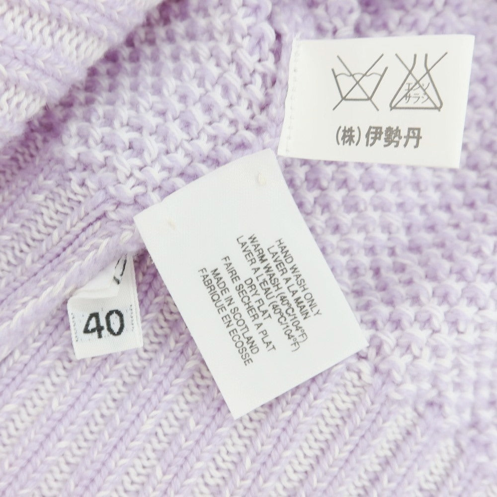 【中古】ホウウィック HAWICK カシミヤコットン ニット ダブルジップ カーディガン ラベンダーxホワイト【 40 】【 状態ランクB 】【 メンズ 】