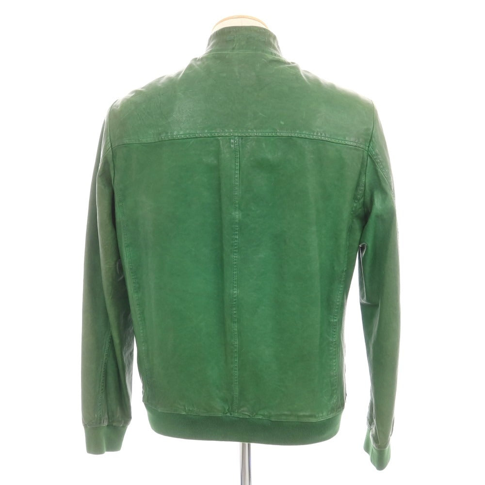 【中古】エトロ ETRO 羊革 スタンドカラー レザーブルゾン グリーン【 S 】【 状態ランクC 】【 メンズ 】