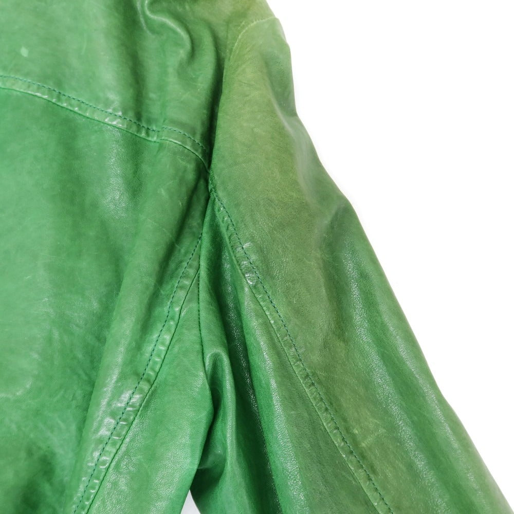 【中古】エトロ ETRO 羊革 スタンドカラー レザーブルゾン グリーン【 S 】【 状態ランクC 】【 メンズ 】