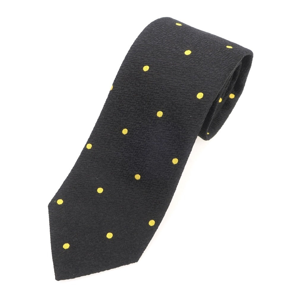 【中古】トゥモローランド TOMORROWLAND 3つ折り シルク ドット柄ネクタイ ブラックxイエロー【 状態ランクA 】【 メンズ 】