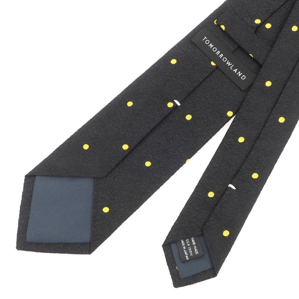 【中古】トゥモローランド TOMORROWLAND 3つ折り シルク ドット柄ネクタイ ブラックxイエロー【 状態ランクA 】【 メンズ 】
