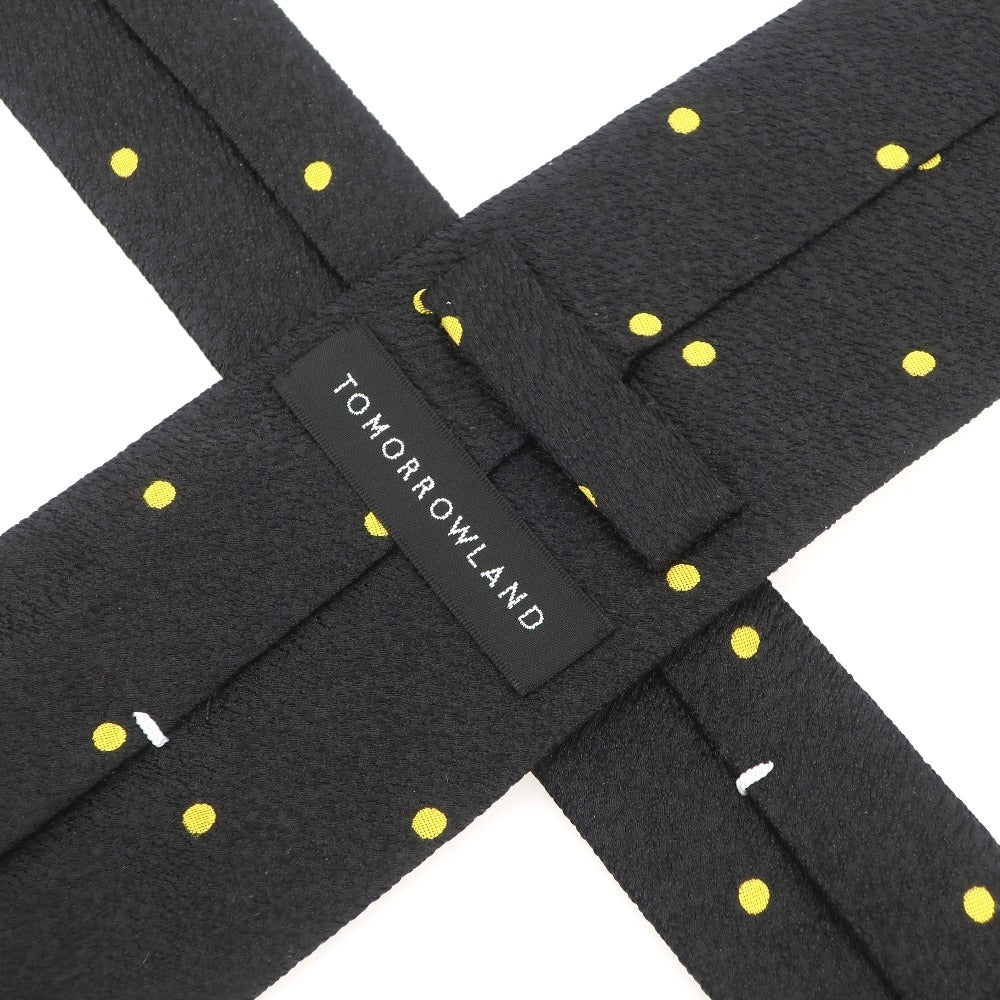 【中古】トゥモローランド TOMORROWLAND 3つ折り シルク ドット柄ネクタイ ブラックxイエロー【 状態ランクA 】【 メンズ 】