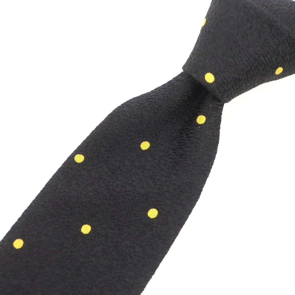 【中古】トゥモローランド TOMORROWLAND 3つ折り シルク ドット柄ネクタイ ブラックxイエロー【 状態ランクA 】【 メンズ 】