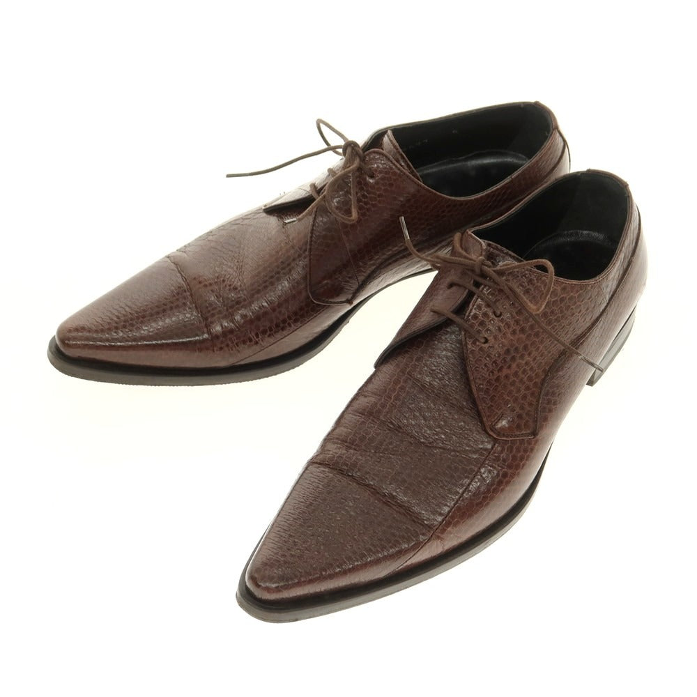 【中古】ドルチェアンドガッバーナ DOLCE&GABBANA 型押しレザー ポインテッドトゥ シューズ ブラウン【 5 】【 状態ランクB 】【 メンズ 】