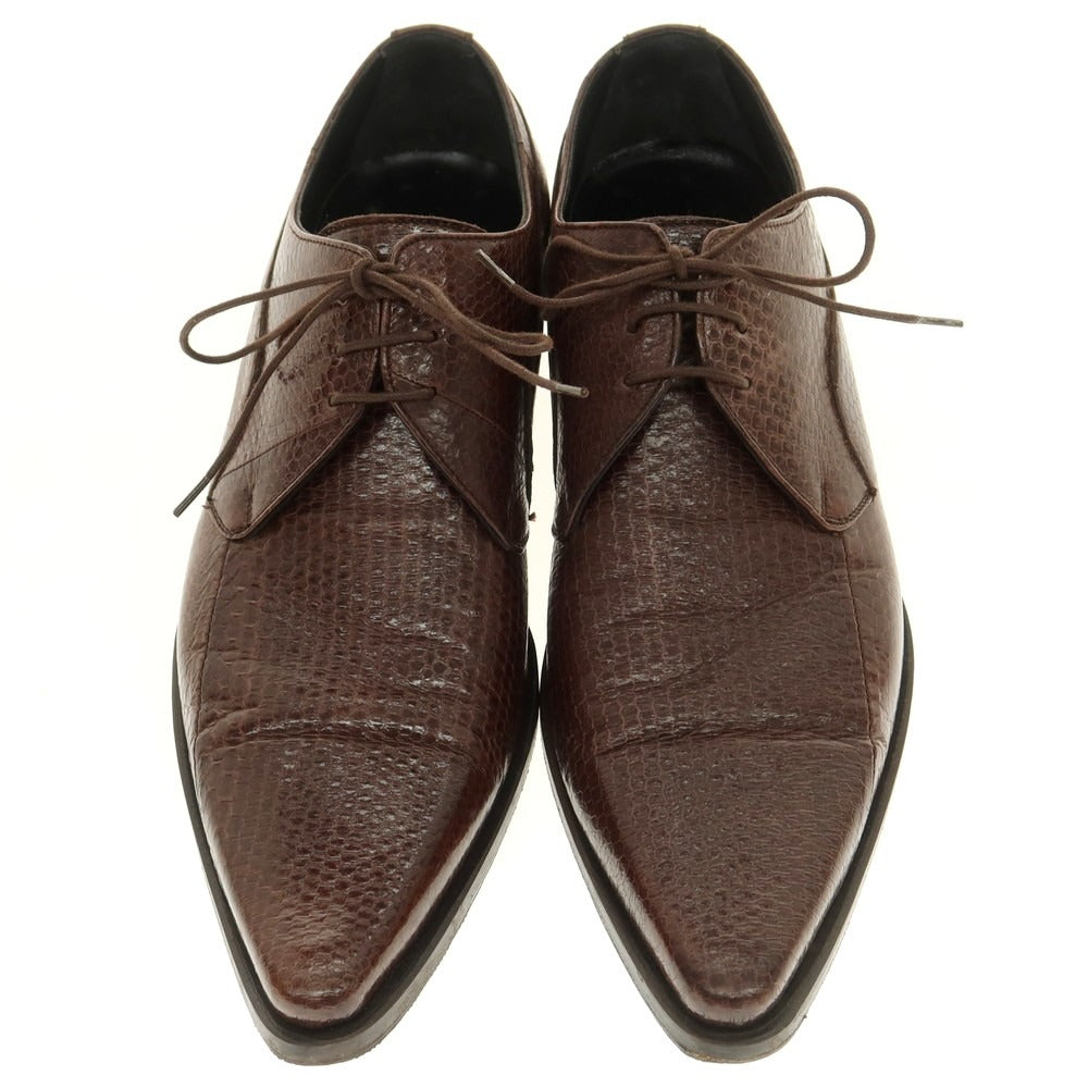 【中古】ドルチェアンドガッバーナ DOLCE&GABBANA 型押しレザー ポインテッドトゥ シューズ ブラウン【 5 】【 状態ランクB 】【 メンズ 】