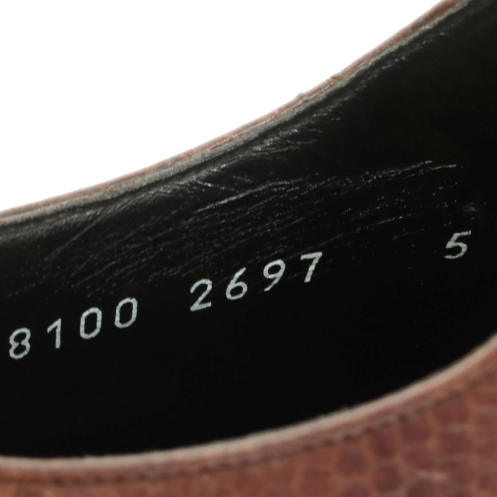 【中古】ドルチェアンドガッバーナ DOLCE&GABBANA 型押しレザー ポインテッドトゥ シューズ ブラウン【 5 】【 状態ランクB 】【 メンズ 】