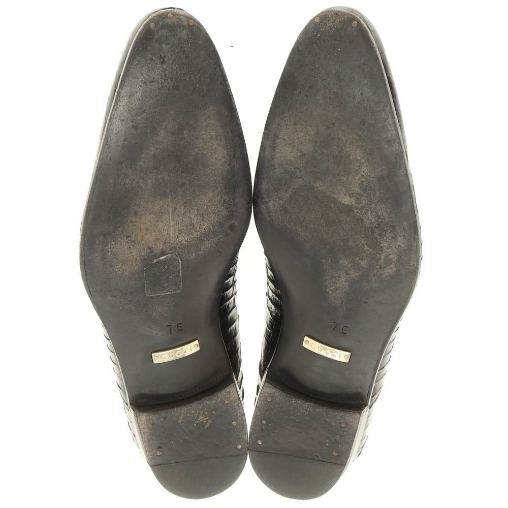 【中古】グッチ GUCCI パイソンレザー ローファー ブラック【 7E 】【 状態ランクB 】【 メンズ 】