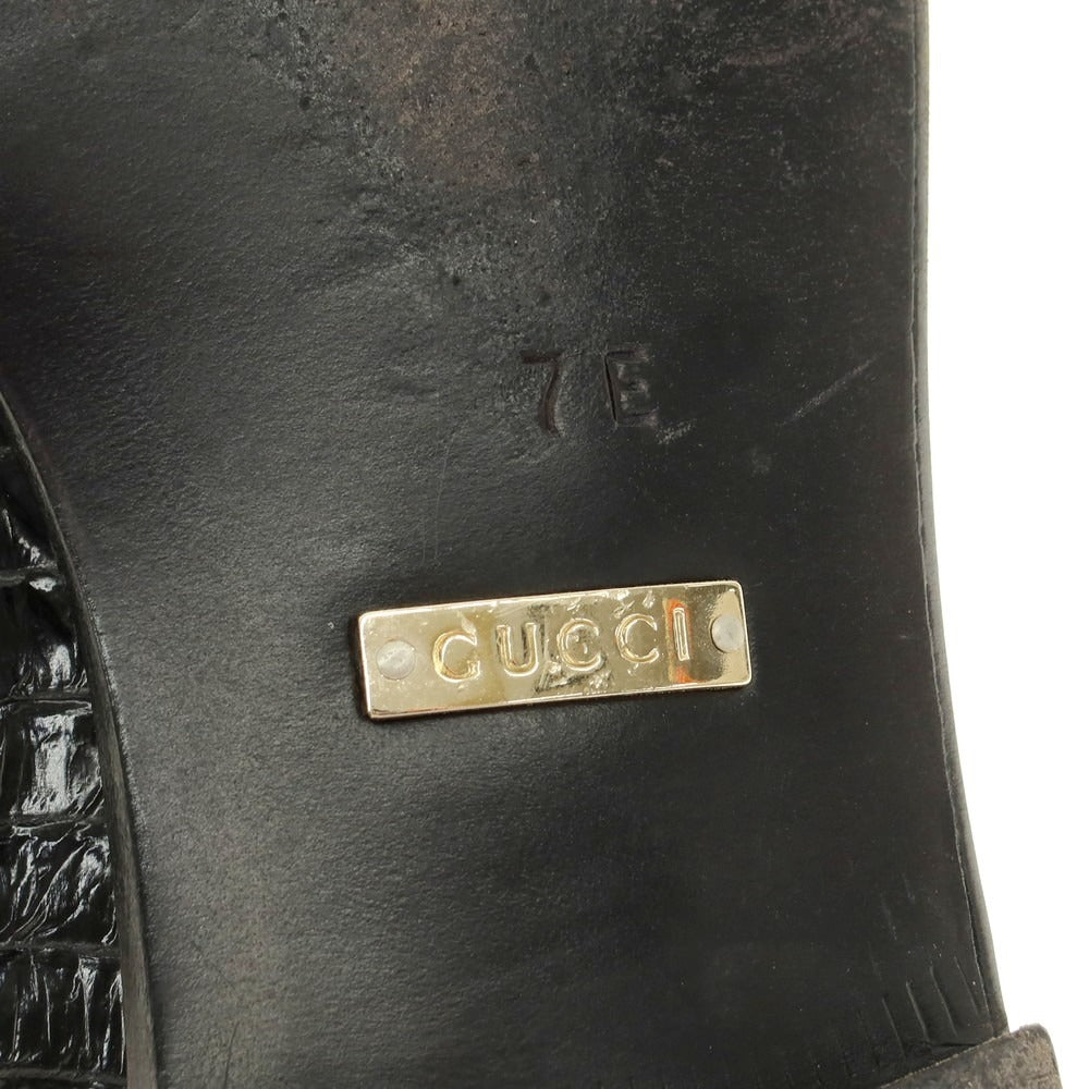 【中古】グッチ GUCCI パイソンレザー ローファー ブラック【 7E 】【 状態ランクB 】【 メンズ 】