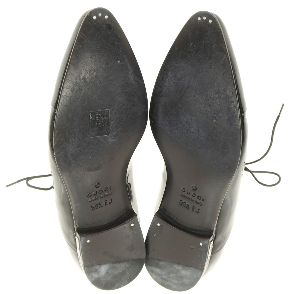 【中古】グッチ GUCCI パテントレザー サイドレース ドレスシューズ ブラック【 39 1/2E 】【 状態ランクB 】【 メンズ 】