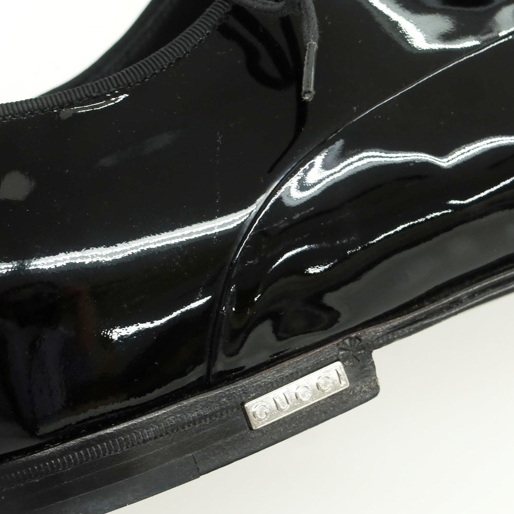 【中古】グッチ GUCCI パテントレザー サイドレース ドレスシューズ ブラック【 39 1/2E 】【 状態ランクB 】【 メンズ 】