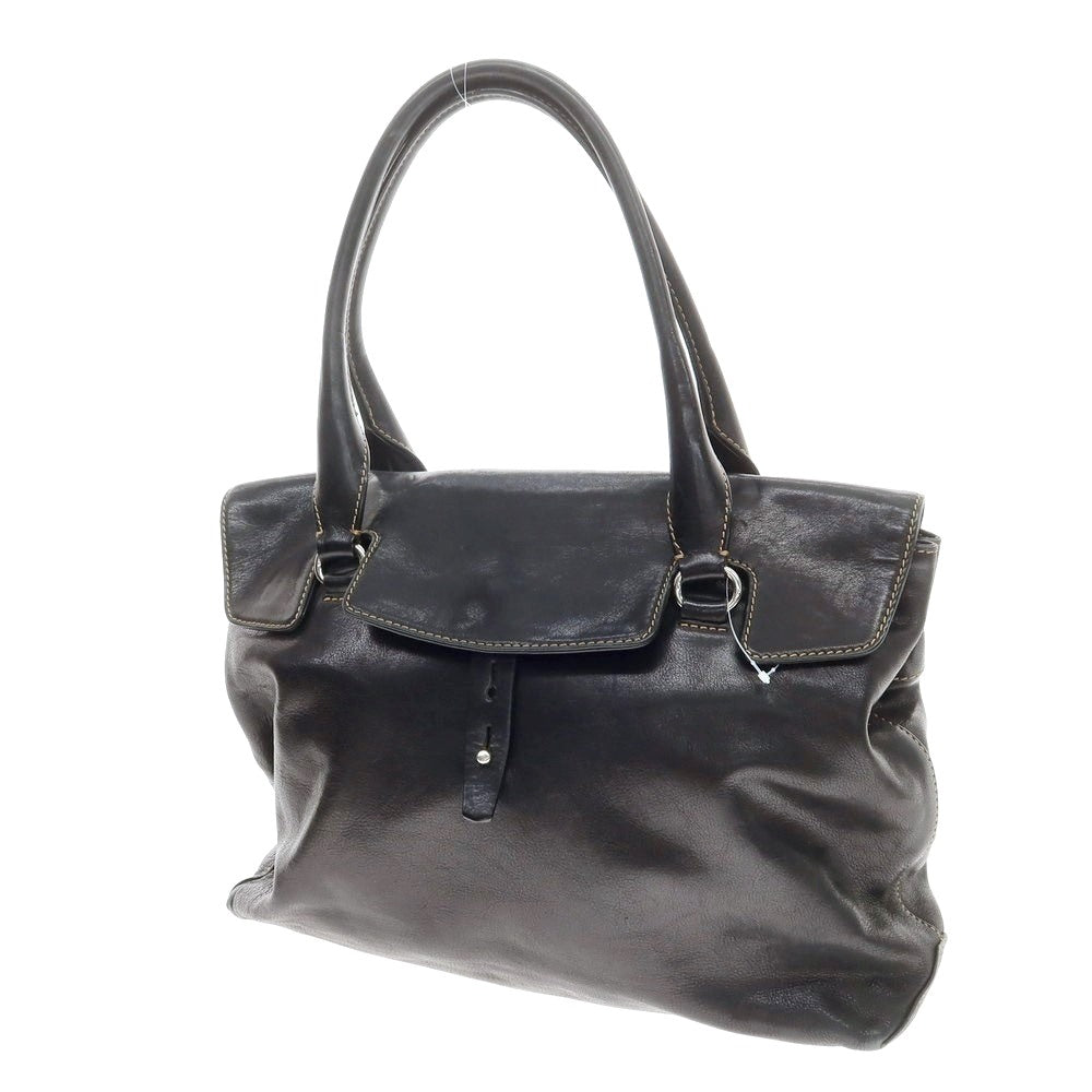 【中古】ステファノマーノ STEFANOMANO レザー フラップトートバッグ ブラック【 状態ランクC 】【 メンズ 】