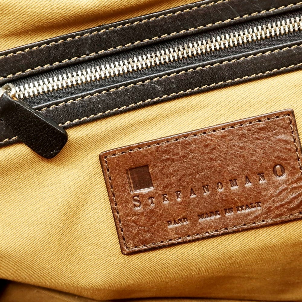 【中古】ステファノマーノ STEFANOMANO レザー フラップトートバッグ ブラック【 状態ランクC 】【 メンズ 】