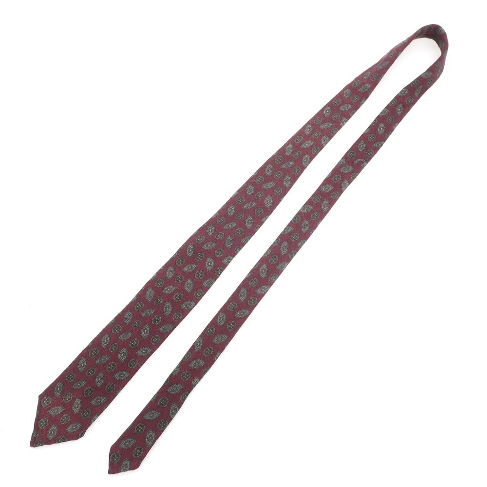 【中古】アーディーアンドシー AD&C 1956 3つ折り ウール 小紋柄ネクタイ ワイン【 状態ランクB 】【 メンズ 】