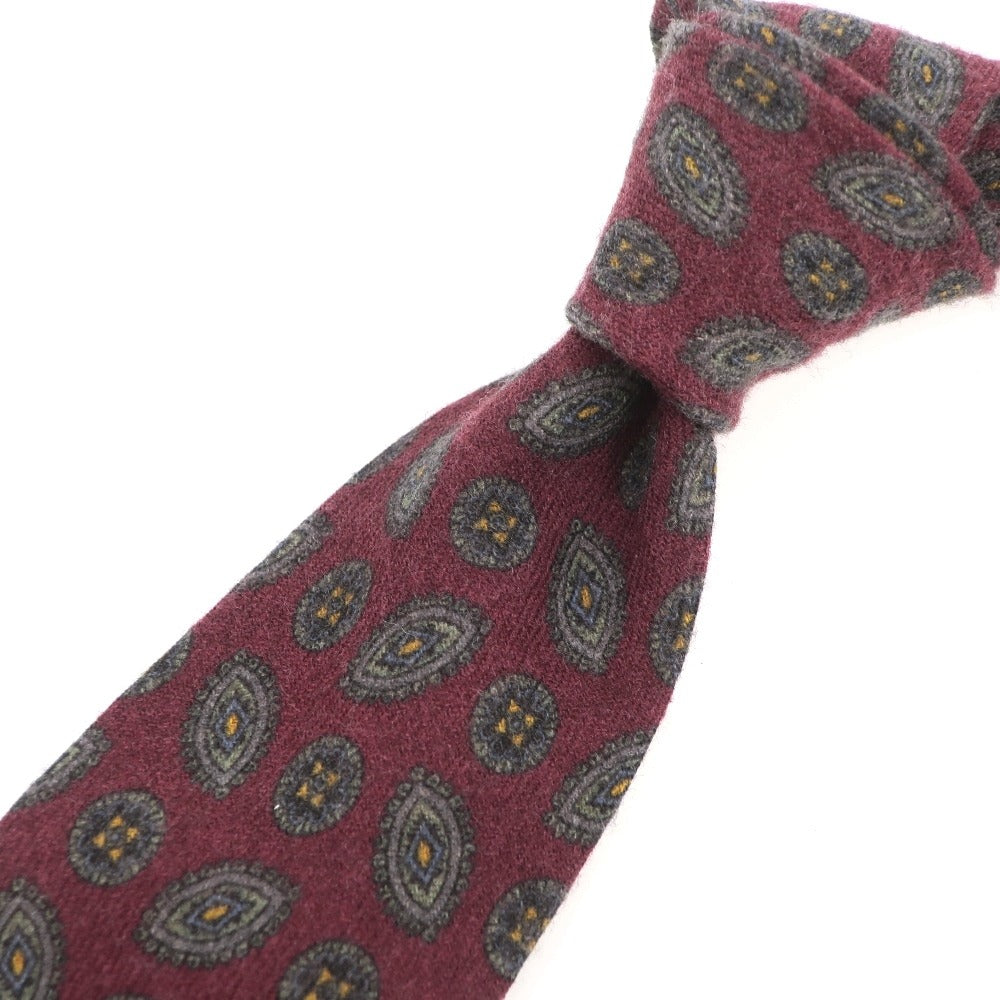 【中古】アーディーアンドシー AD&C 1956 3つ折り ウール 小紋柄ネクタイ ワイン【 状態ランクB 】【 メンズ 】