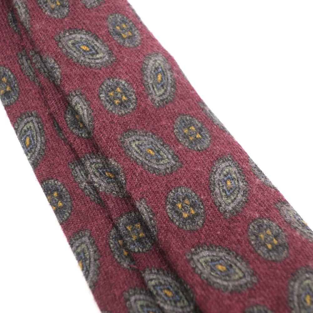 【中古】アーディーアンドシー AD&C 1956 3つ折り ウール 小紋柄ネクタイ ワイン【 状態ランクB 】【 メンズ 】