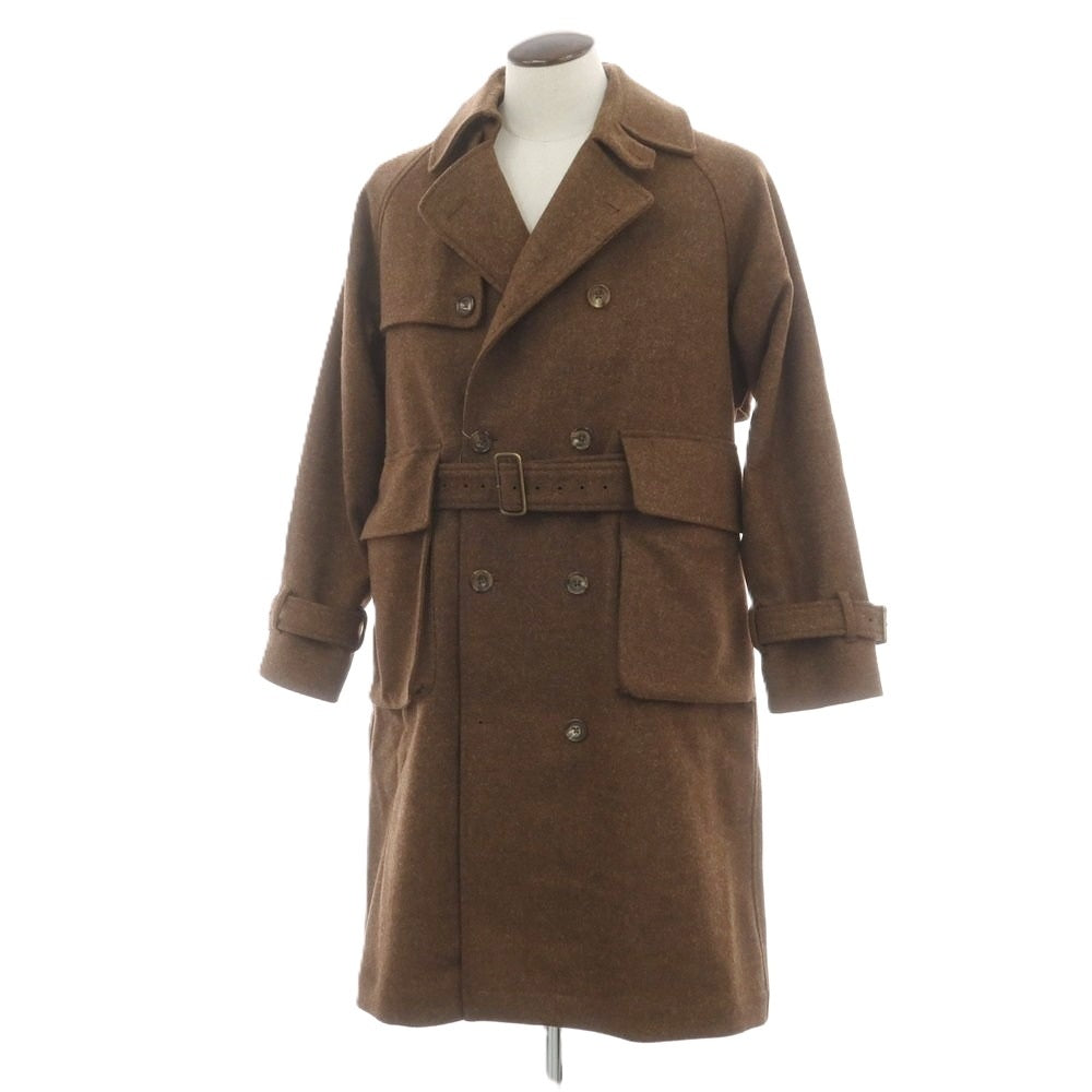 【中古】エスイーエイチケリー S.E.H KELLY ウール トレンチコート ブラウン【 表記なし(L位) 】【 状態ランクB 】【 メンズ 】