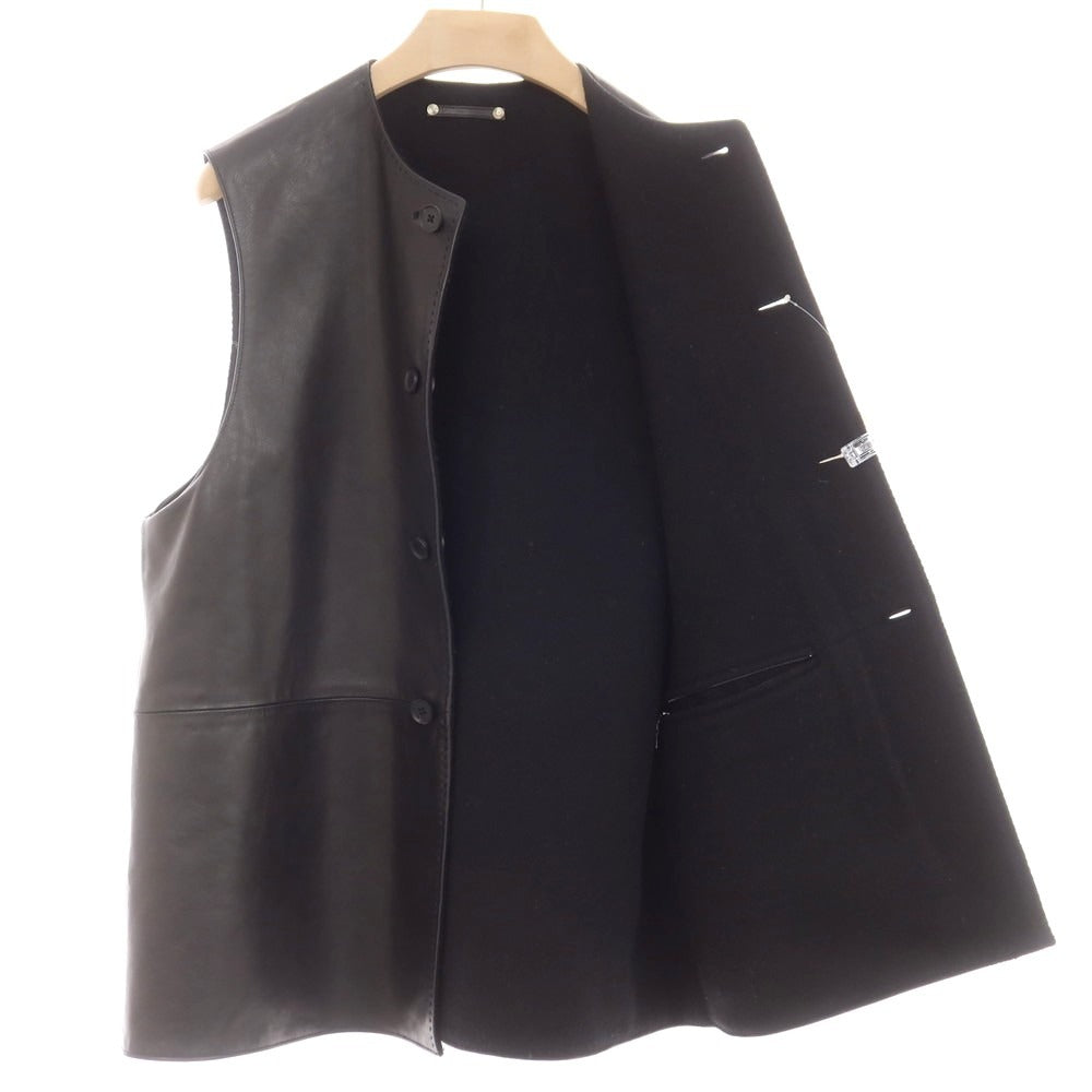 【中古】マーティーアンドサンズ MAATEE&SONS 2024年秋冬 シープレザー カシミヤ リバーシブル ベスト ブラック【 2 】【 状態ランクB 】【 メンズ 】