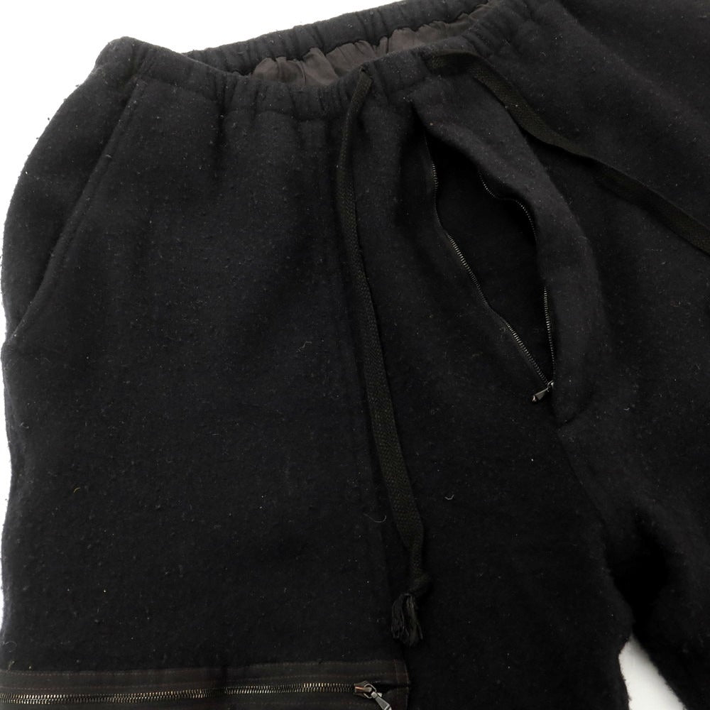 【中古】コモリ COMOLI 2024年秋冬 縮絨 ウール パラシュートパンツ ブラック【 3 】【 状態ランクC 】【 メンズ 】