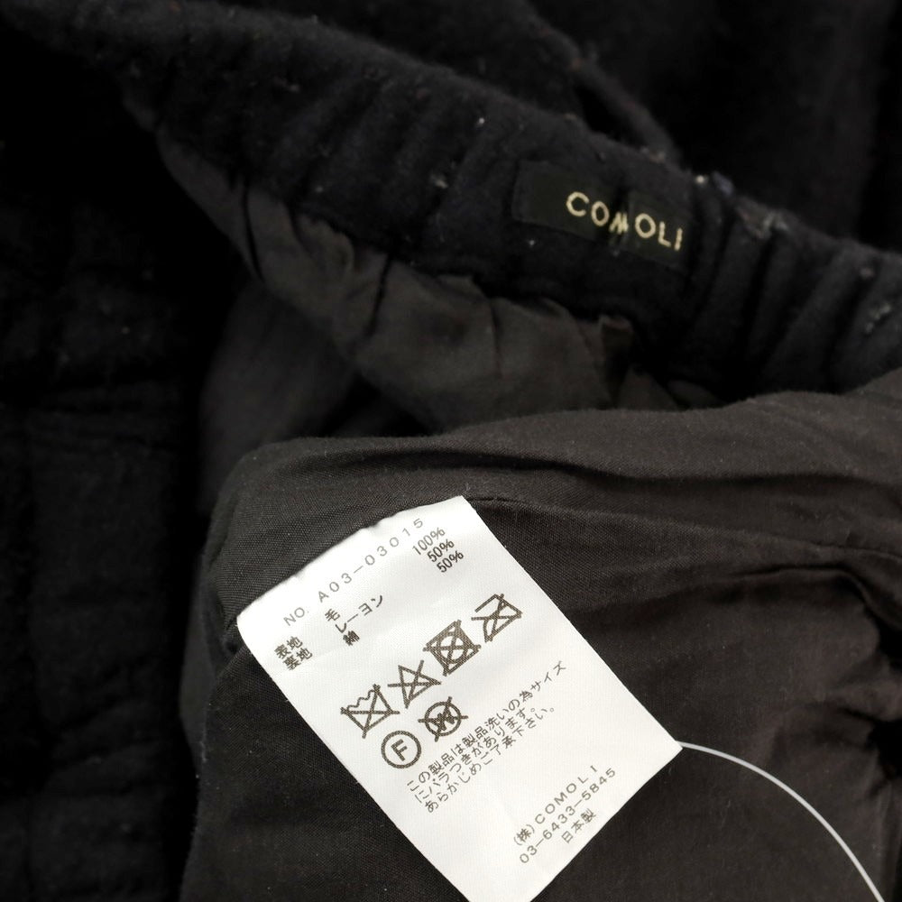 【中古】コモリ COMOLI 2024年秋冬 縮絨 ウール パラシュートパンツ ブラック【 3 】【 状態ランクC 】【 メンズ 】