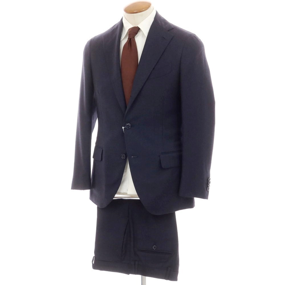 【中古】ラルディーニ LARDINI ウール ハウンドトゥース柄 3つボタンスーツ ネイビー【 46 】【 状態ランクB 】【 メンズ 】