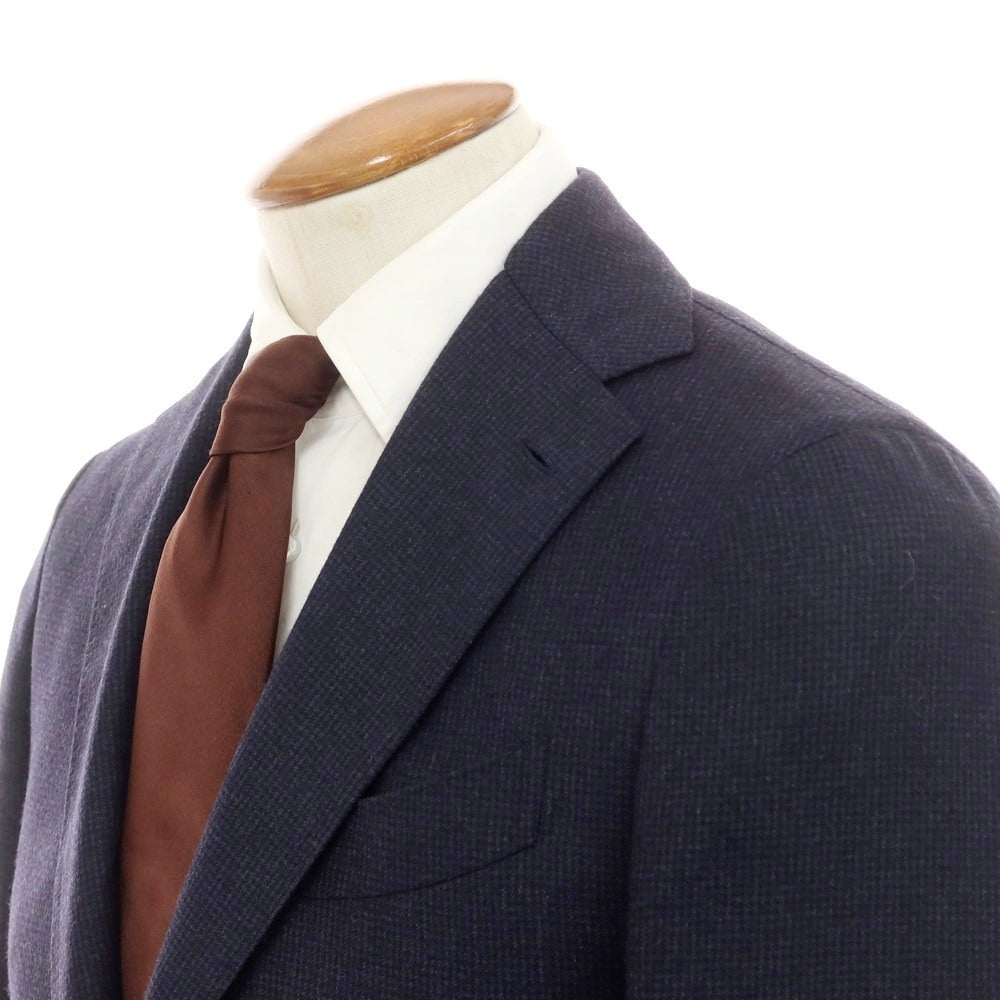 【中古】ラルディーニ LARDINI ウール ハウンドトゥース柄 3つボタンスーツ ネイビー【 46 】【 状態ランクB 】【 メンズ 】