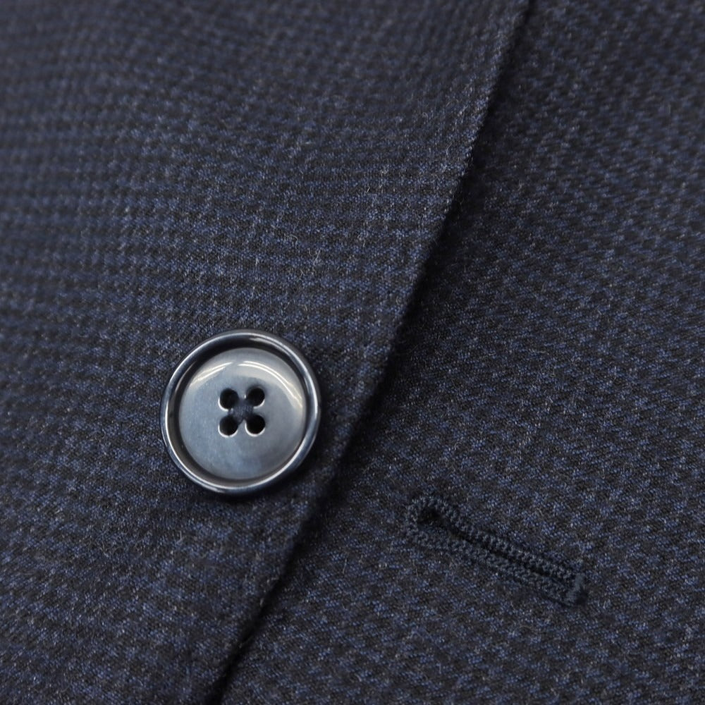 【中古】ラルディーニ LARDINI ウール ハウンドトゥース柄 3つボタンスーツ ネイビー【 46 】【 状態ランクB 】【 メンズ 】