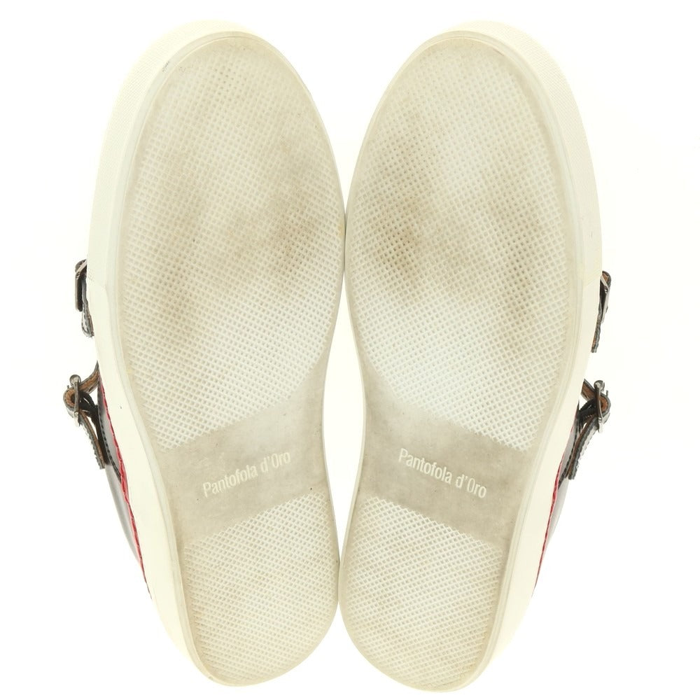 【中古】パントフォラドーロ Pantofola dOro ダブルモンク レザー スニーカー ブラック【 41 】【 状態ランクB 】【 メンズ 】