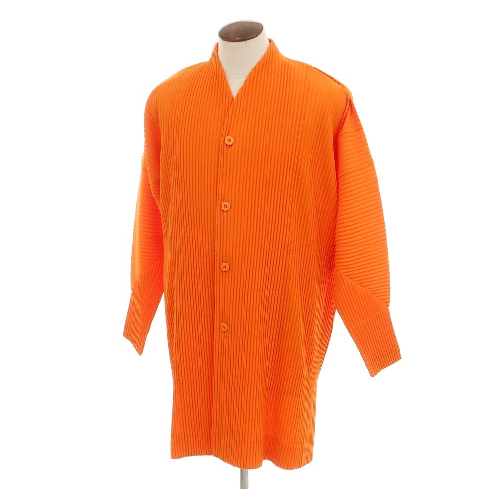 【中古】オム プリッセ イッセイミヤケ HOMME PLISSE ISSEY MIYAKE 2025年春夏 プリーツ ノーカラー ロングジャケット オレンジ【 表記なし(L位) 】【 状態ランクA 】【 メンズ 】
