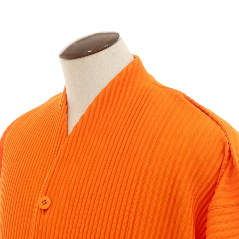 【中古】オム プリッセ イッセイミヤケ HOMME PLISSE ISSEY MIYAKE 2025年春夏 プリーツ ノーカラー ロングジャケット オレンジ【 表記なし(L位) 】【 状態ランクA 】【 メンズ 】