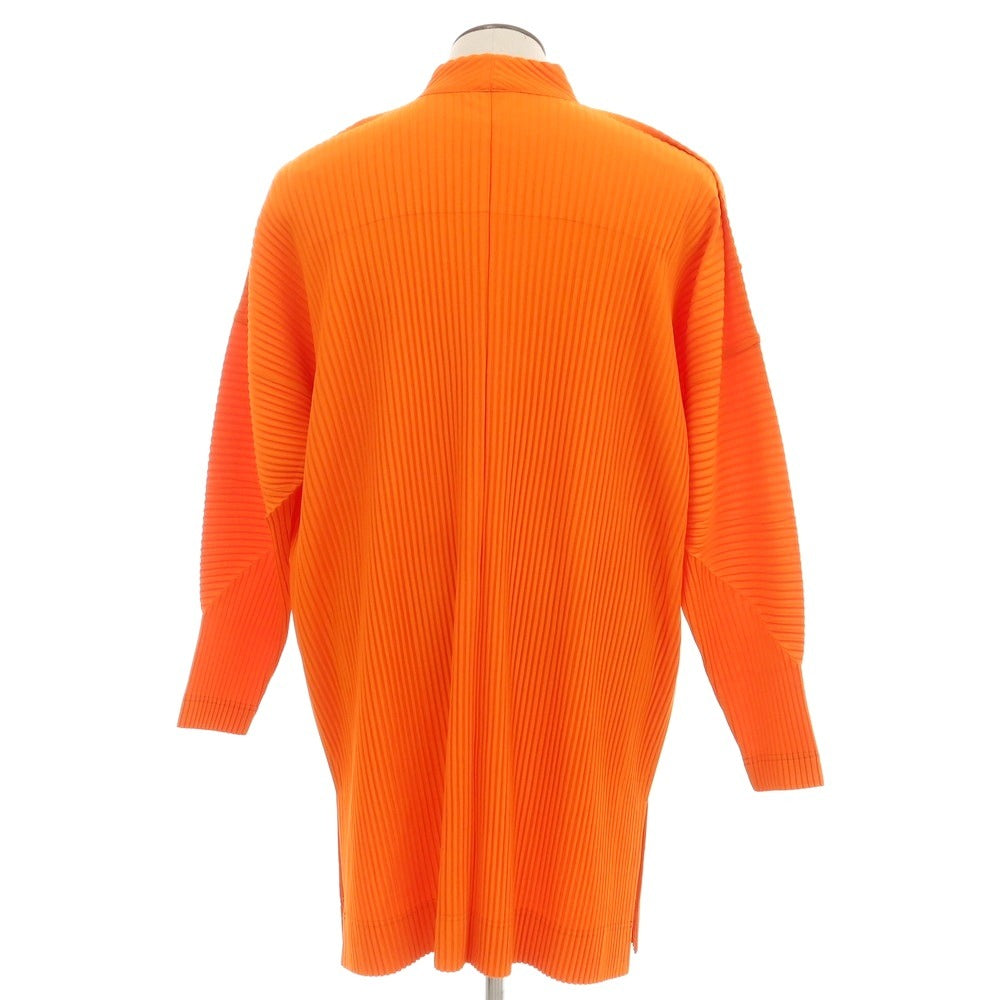 【中古】オム プリッセ イッセイミヤケ HOMME PLISSE ISSEY MIYAKE 2025年春夏 プリーツ ノーカラー ロングジャケット オレンジ【 表記なし(L位) 】【 状態ランクA 】【 メンズ 】