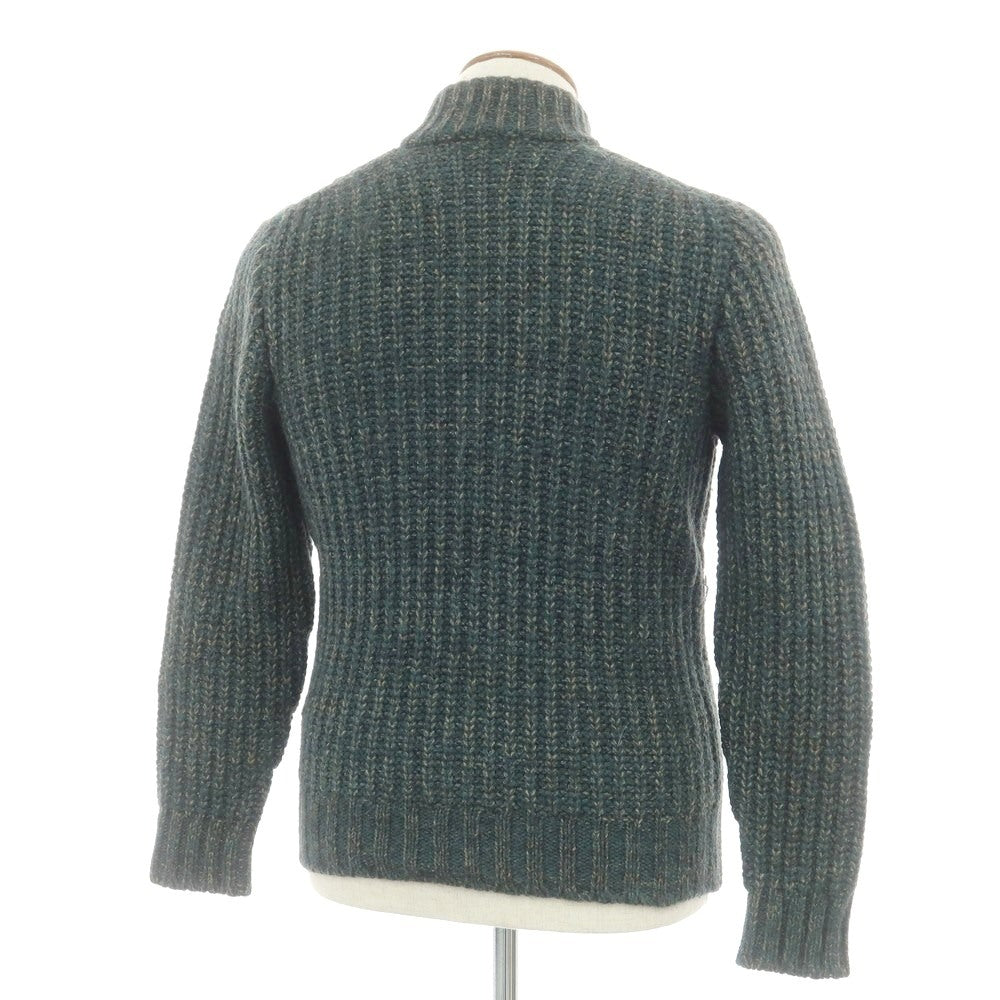 【中古】ドルモア DRUMOHR ローゲージ ウールアクリルアルパカ ニット スタンドカラー カーディガン グリーンxベージュ【 46 】【 状態ランクB 】【 メンズ 】