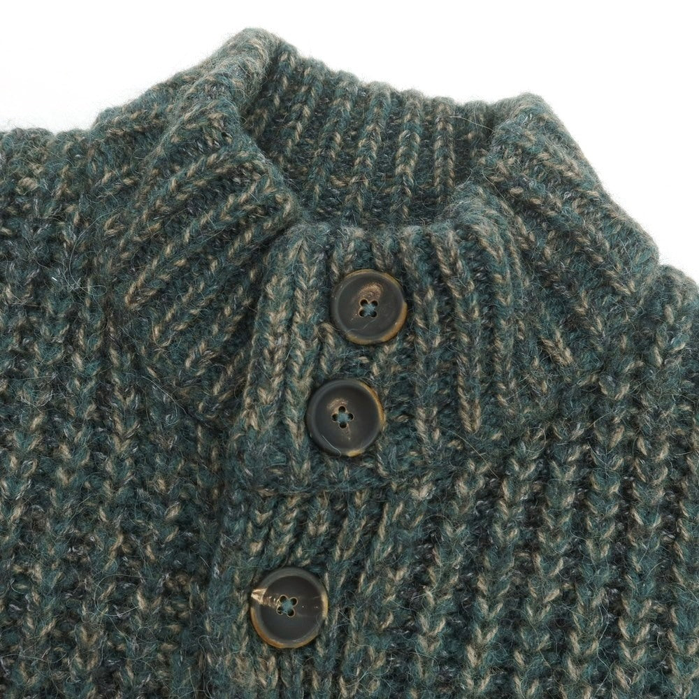 【中古】ドルモア DRUMOHR ローゲージ ウールアクリルアルパカ ニット スタンドカラー カーディガン グリーンxベージュ【 46 】【 状態ランクB 】【 メンズ 】