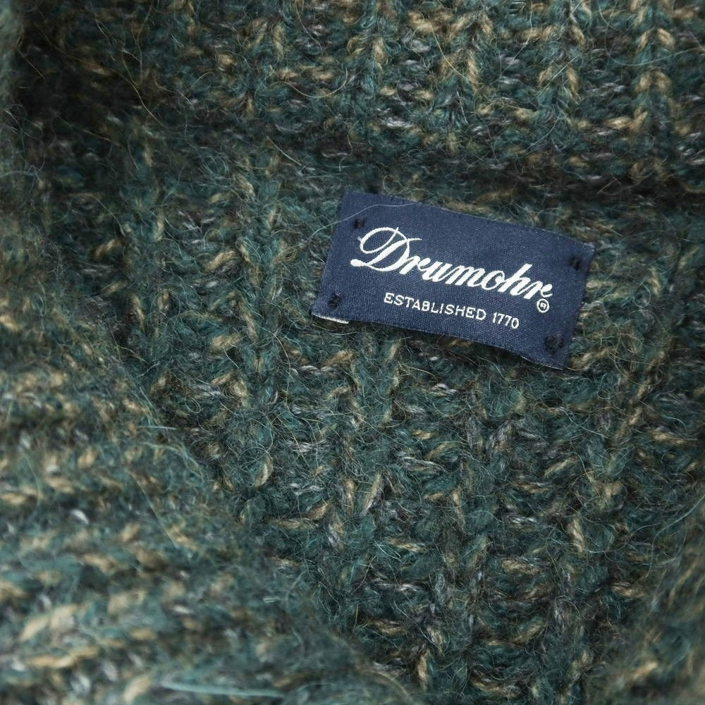 【中古】ドルモア DRUMOHR ローゲージ ウールアクリルアルパカ ニット スタンドカラー カーディガン グリーンxベージュ【 46 】【 状態ランクB 】【 メンズ 】