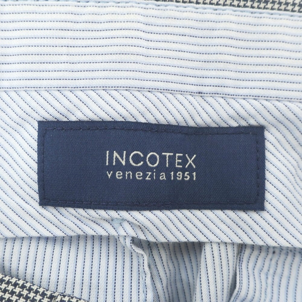 【中古】インコテックス INCOTEX SUPER100’S ウール ハウンドトゥース ドレススラックスパンツ ネイビーxホワイト【 46 】【 状態ランクB 】【 メンズ 】