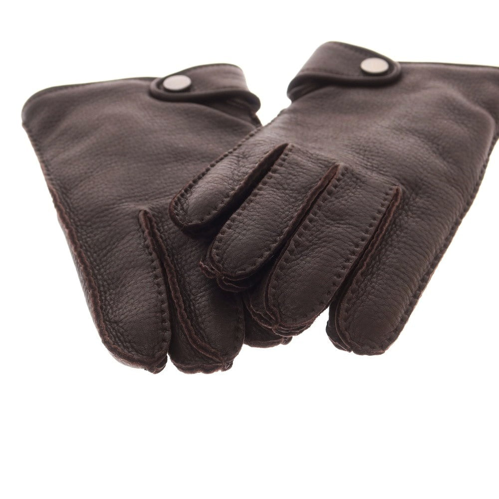 【中古】【未使用】タイユアタイ TIE YOUR TIE レザー カシミヤライニング 手袋 グローブ ダークブラウン【 7 1/2 】【 状態ランクS 】【 メンズ 】