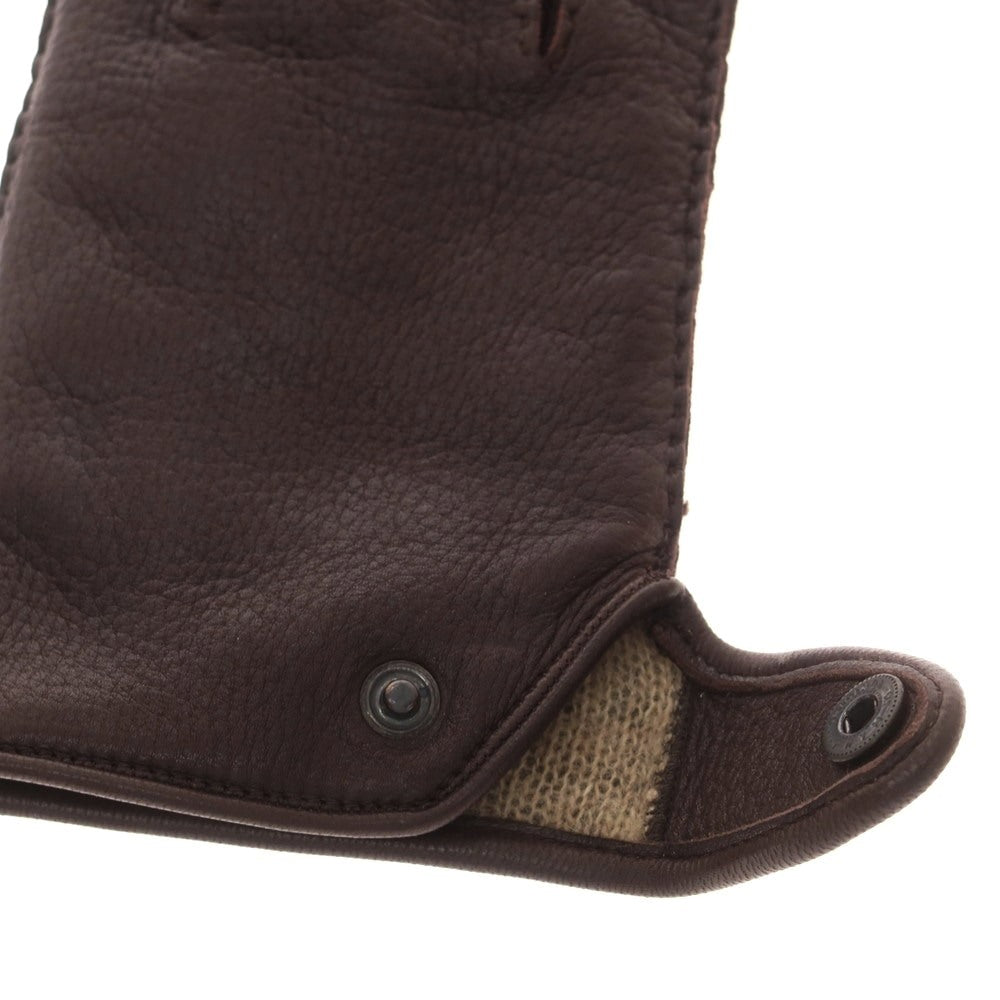 【中古】【未使用】タイユアタイ TIE YOUR TIE レザー カシミヤライニング 手袋 グローブ ダークブラウン【 7 1/2 】【 状態ランクS 】【 メンズ 】