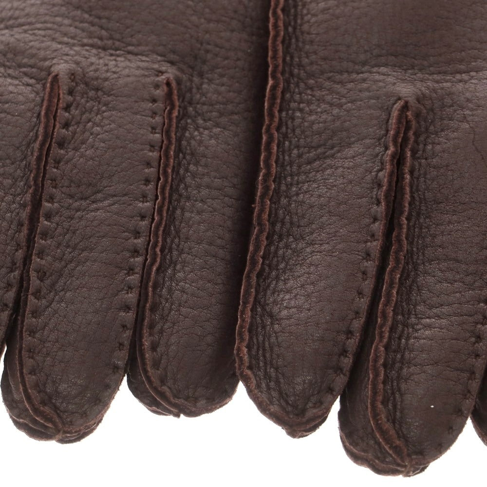 【中古】【未使用】タイユアタイ TIE YOUR TIE レザー カシミヤライニング 手袋 グローブ ダークブラウン【 7 1/2 】【 状態ランクS 】【 メンズ 】