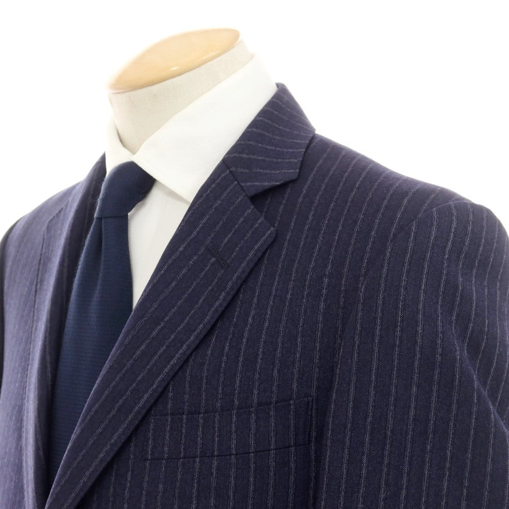 【中古】トロージャン TROJAN ウール ストライプ 2つボタンスーツ ネイビー【 上90/下78 】【 状態ランクC 】【 メンズ 】