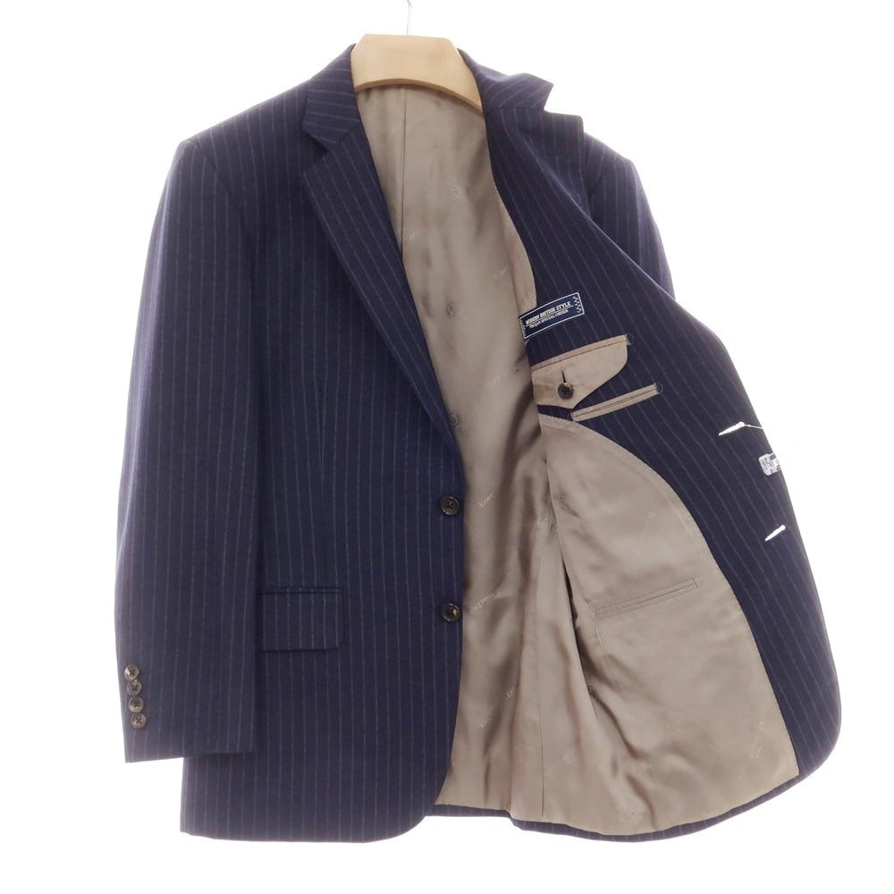 【中古】トロージャン TROJAN ウール ストライプ 2つボタンスーツ ネイビー【 上90/下78 】【 状態ランクC 】【 メンズ 】