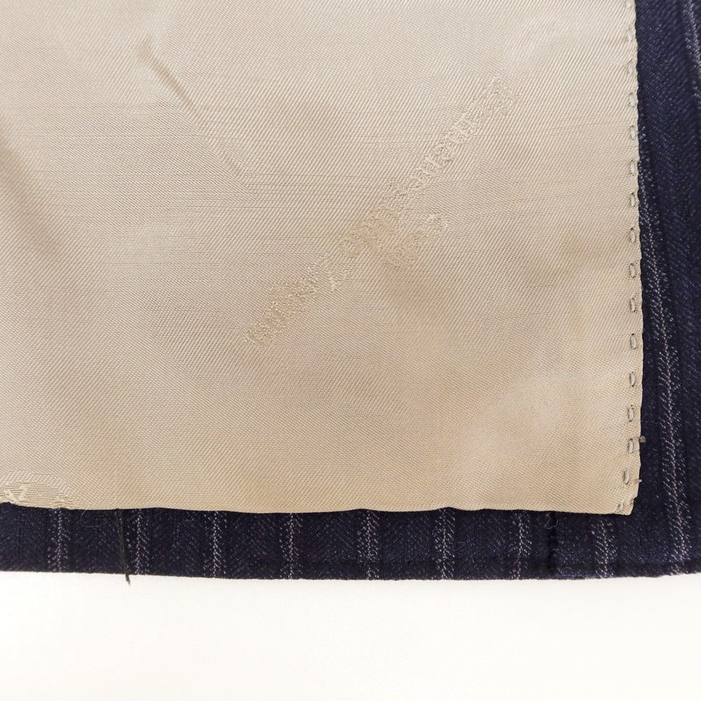 【中古】トロージャン TROJAN ウール ストライプ 2つボタンスーツ ネイビー【 上90/下78 】【 状態ランクC 】【 メンズ 】